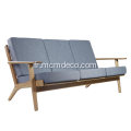 Hans Wegner - Fauteuil 3 places en tissu et en planches